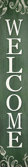 Lori Deiter LD3670 - LD3670 - Green Welcome I Sign  - 6x36 Welcome, Typography, Signs, Textual Art, Green & White, Leaves from Penny Lane