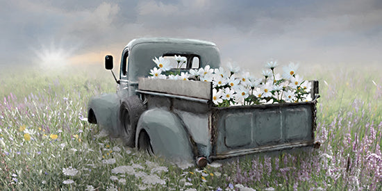 Lori Deiter LD3945 - LD3945 - Truckload of Sunshine - 18x9 blue barn, snowy field, winter landscape, frosted trees, bright snowfall, peaceful farm, rustic country scene, pale blue and white palette, serene snow art, rural winter decor, painterly farmhouse, minimalist seasonal scene from Penny Lane
