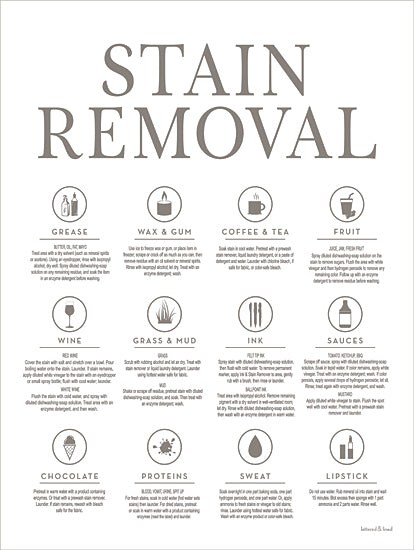 lettered & lined LET1121 - LET1121 - Stain Removal - 12x16 Stain removal, cleaning guide, grease stains, coffee stains, ink stains, fabric care, washing tips, household cleaning from Penny Lane