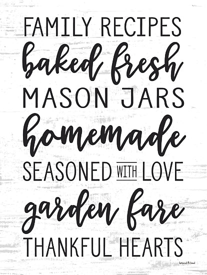 lettered & lined LET1166 - LET1166 - In This Kitchen - 12x16 family recipes baked fresh mason jars homemade seasoned with love garden fare thankful hearts, farmhouse kitchen wall art, mason jar decor print, rustic country typography sign, homestead kitchen artwork, gratitude quote print, modern farmhouse style, black and white rustic design, country kitchen decor from Penny Lane