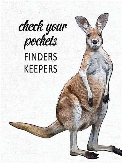 lettered & lined LET1317 - LET1317 - Check Your Pockets Kangaroo - 12x16 kangaroo art, pocket joke, illustrated animal, playful saying, finders keepers pun, whimsical creature, Australian animal, quirky home decor from Penny Lane
