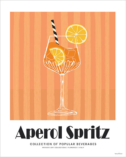 lettered & lined LET1404 - LET1404 - Aperol Spritz - 12x16 Aperol spritz drink, cocktail art, modern bar poster, orange slice, typography art, lettered & lined illustration, minimalist beverage decor from Penny Lane