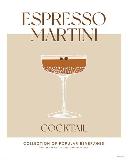 lettered & lined LET1418 - LET1418 - Espresso Martini Cocktail - 12x16 Espresso Martini poster, cocktail illustration, minimalist art, coffee beverage, modern bar decor from Penny Lane