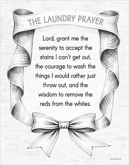 lettered & lined LET1450 - LET1450 - The Laundry Prayer - Bow Series - 12x16 laundry prayer print, humorous quote art, farmhouse laundry room sign, ribbon frame typography, vintage inspired wall art, funny home decor, word art design from Penny Lane