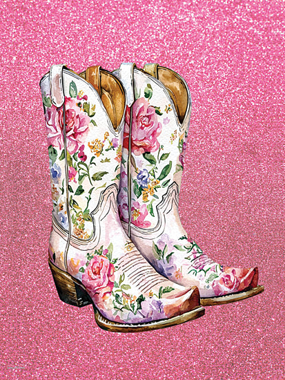 lettered & lined LET1524 - LET1524 - Country Rose Boots - 12x16 Floral cowboy boots, wall art, home decor, typography, gift, decorative artwork from Penny Lane