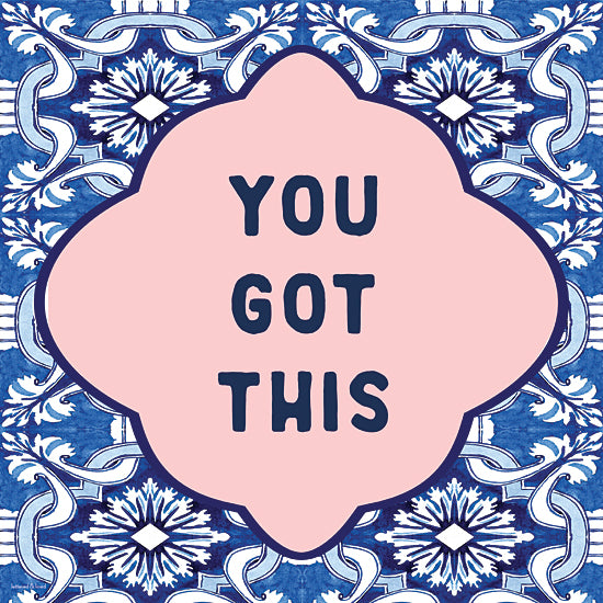 lettered & lined LET1525 - LET1525 - You Got This - 12x12 you got this, blue and pink decorative art, motivational quote, floral pattern, inspirational message, typography print, feminine decor, empowerment wall art from Penny Lane