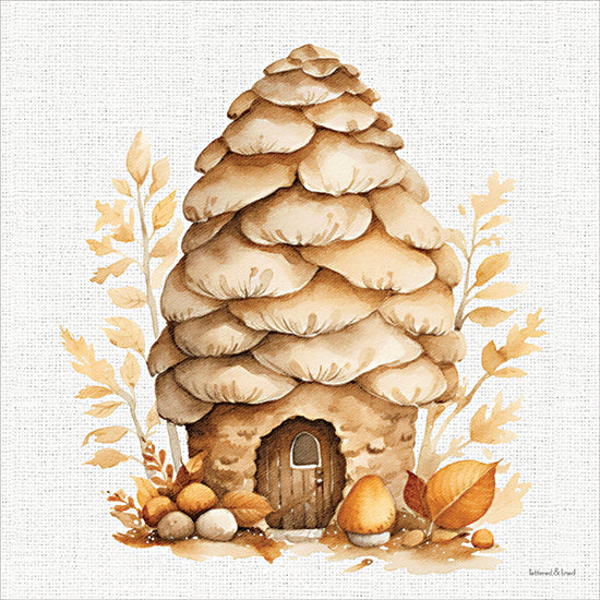 lettered & lined LET1614 - LET1614 - Fall Pinecone Hideaway - 12x12 acorn house, woodland cottage, autumn forest decor, whimsical fall art, rustic nature illustration, seasonal harvest theme, storybook style, neutral earth tones from Penny Lane