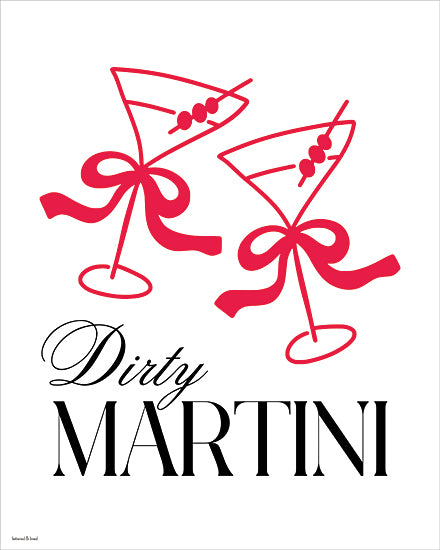 lettered & lined LET1645 - LET1645 - Dirty Martini with Bows - 12x16 dirty martini elegant typography cocktail illustration olives martini glass bar drink vintage style classy cocktail lounge decor from Penny Lane