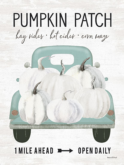 lettered & lined LET245 - LET245 - Pumpkin Patch Truck    - 12x16 pumpkin patch sign, white pumpkins, vintage truck, fall advertisement, hay rides, hot cider, corn maze, seasonal decor from Penny Lane