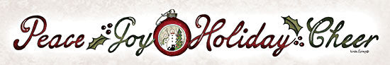 Linda Spivey LS1949 - LS1949 - Holiday Cheer Christmas Sign - 36x6 peace joy holiday cheer christmas typography holly leaves ornament festive seasonal rustic sign from Penny Lane