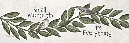 Linda Spivey LS1969 - LS1969 - Small Moments are Everything - 36x12 animals, botanical, typography, birds, greenery, leaves, branch, inspirational, decorative, whimsical, digital illustration, neutral from Penny Lane