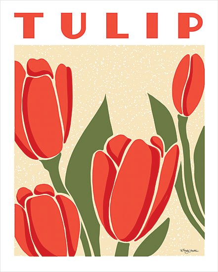 Molly Mattin MAT126 - MAT126 - Tulip Poster    - 12x16 red tulip flower, floral art, modern botanical illustration, spring flower, contemporary design, decorative print, beige background from Penny Lane