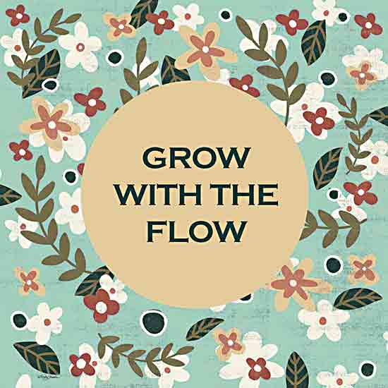 Molly Mattin MAT184 - MAT184 - Grow with the Flow - 12x12 Flowers, Greenery, Inspirational, Grow with the Flow, Typography, Signs, Textual Art from Penny Lane