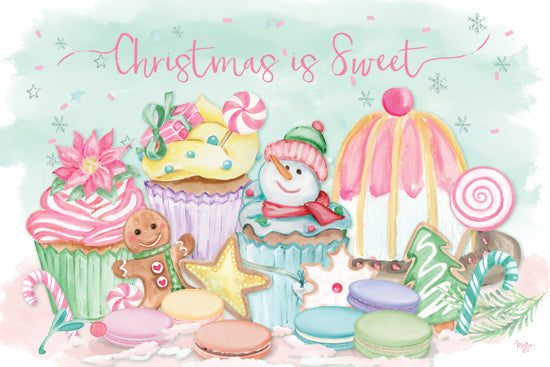 Mollie B. MOL2879 - MOL2879 - Christmas is Sweet - 18x12 Christmas desserts, cupcakes, gingerbread, snowman, candy canes, pastel sweets, festive treats, whimsical illustration from Penny Lane