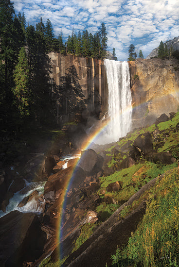 Martin Podt MPP1089 - MPP1089 - Vernal Fall, Yosemite - 12x18 Photography, Vernal Fall, Yosemite, California, Landscape, Waterfall, Rainbow, Trees, Moss, Sky, Clouds from Penny Lane