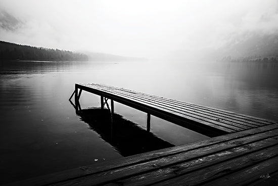 Martin Podt MPP1222 - MPP1222 - Dock in the Mist - 18x12 foggy lake dock, wooden pier silhouette, misty morning water, minimalist landscape, calm lake mood from Penny Lane