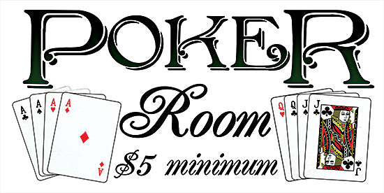 Masey St. Studios MS255 - MS255 - Poker Room - 18x9 poker room sign, playing cards, casino theme, four aces, card games, gambling art, typography poster from Penny Lane