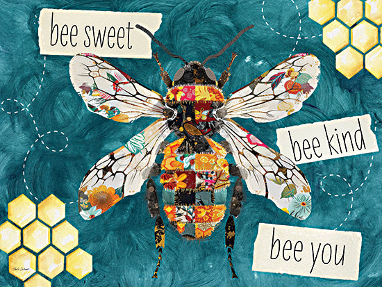 Nicole DeCamp ND1008 - ND1008 - Be Sweet Inspirational Bee - 16x12 colorful bee illustration with floral patterns on wings, text bee sweet bee kind bee you, motivational art from Penny Lane