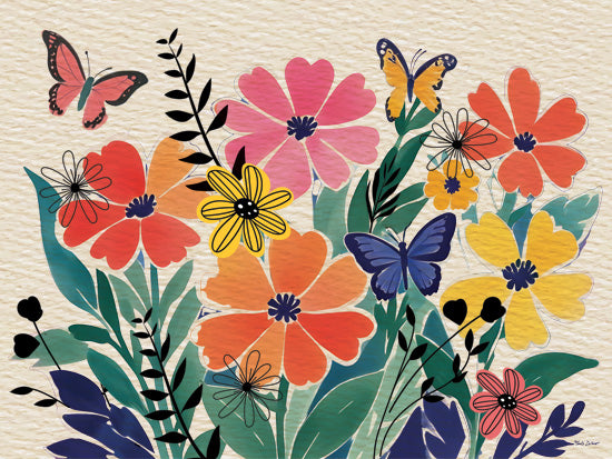Nicole DeCamp ND702 - ND702 - Spring Garden Floral Collage - 16x12 butterflies, wildflowers, colorful, garden, nature, vibrant floral, whimsical, outdoor beauty from Penny Lane