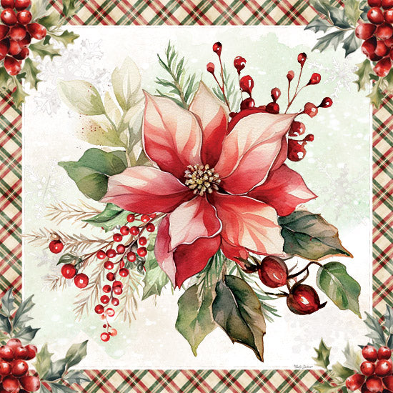 Nicole DeCamp ND724 - ND724 - Christmas in Bloom II - 12x12 Christmas, Holidays, Flowers, Bouquet, Poinsettias, Berries, Greenery, Plaid Border, Christmas in Bloom from Penny Lane