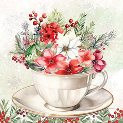 ND725 - Christmas Floral Teacup - 12x12