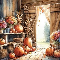 ND937 - Fall Flowers & Pumpkins Still Life - 12x12