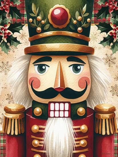 Nicole DeCamp ND996 - ND996 - Royal Nutcracker 1 - 12x16 nutcracker, Christmas soldier, holly, berries, gold buttons, green hat, festive background, classic holiday decor, traditional Christmas art from Penny Lane