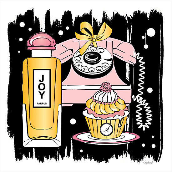 Martina Pavlova PAV580 - PAV580 - Joy Parfum - 12x12 stylish perfume bottle, retro pink rotary phone, cupcake dessert, fashion illustration, glamorous beauty theme, pop art style, feminine accessories, beauty and sweets composition from Penny Lane