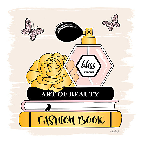Martina Pavlova PAV581 - PAV581 - Bliss Parfum - 12x12 perfume bottle with rose and butterflies stacked on books, art of beauty fashion illustration, feminine luxury theme, stylish fragrance bottle, beauty concept art from Penny Lane