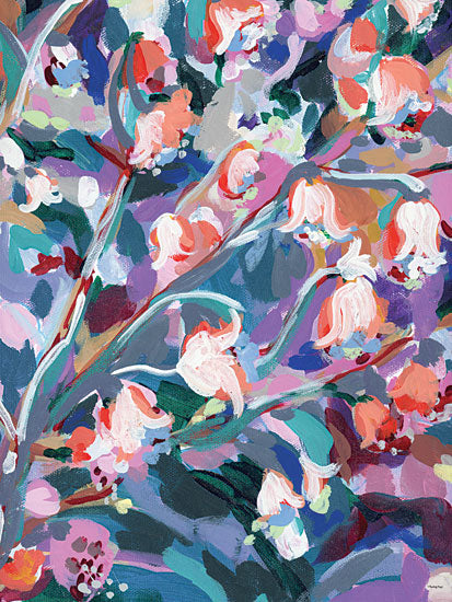 Painting Paige PP119 - PP119 - May Birth Flower - 12x16 hanging bell flowers, lily of the valley inspired, branching stems, blue lavender palette, scattered blossoms, airy botanical pattern, whimsical floral field, loose acrylic painting, contemporary garden art, feminine spring decor from Penny Lane