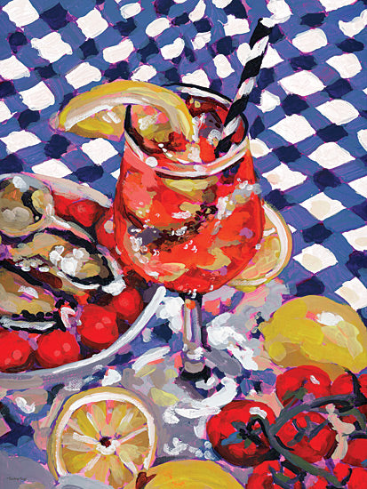 Painting Paige PP145 - PP145 - A Perfect Day - 12x16 colorful cocktail still life, citrus slices, vibrant brush strokes, abstract tabletop, bold colors, modern painting from Penny Lane