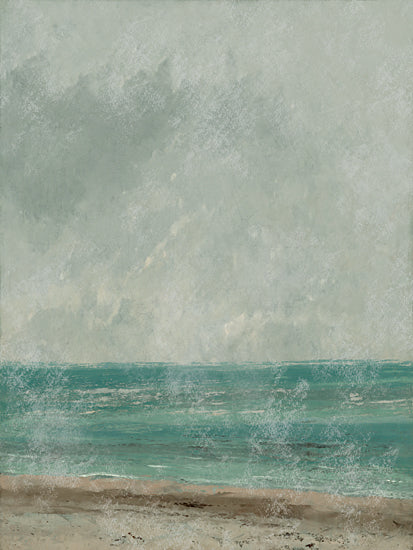 Lauren Rader RAD1486 - RAD1486 - Ocean Calm - 12x16 coastal beach seascape with ocean waves and cloudy sky, tranquil shoreline painting, atmospheric coastal landscape, seaside artwork from Penny Lane