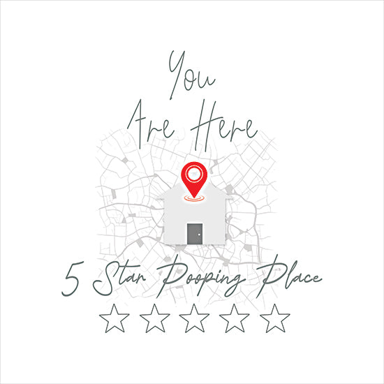 Lauren Rader RAD1603 - RAD1603 - Must Try Pooping Place - 12x12 you are here location map graphic with pin marker, modern navigation illustration, minimalist map design, location signage concept from Penny Lane