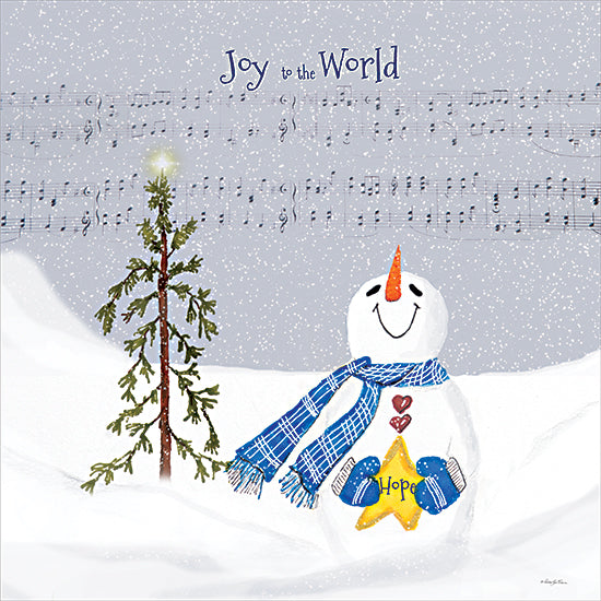 Robin-Lee Viera RLV825 - RLV825 - Joy to the World Snowman - 12x12 Winter, Snowman, Christmas, Sheet Music, Christmas Music, Joy to the World, Typography, Signs, Textual Art, Snow, Tree, Star, Happy Snowman from Penny Lane