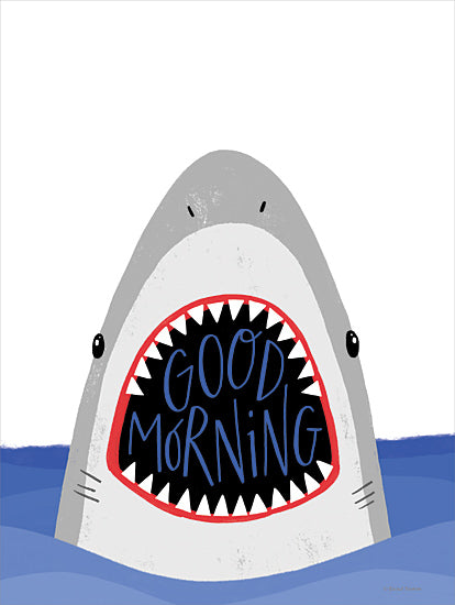 Rachel Nieman RN613 - RN613 - Good Morning Shark - 12x16 Children, Cartoon, Whimsical, Shark, Nautical, Good Morning, Typography, Signs, Textual Art, Shark Teeth, Ocean from Penny Lane