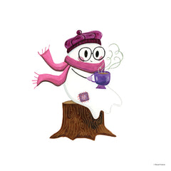 RN686 - Girly Ghost Drinking Coffee - 12x12