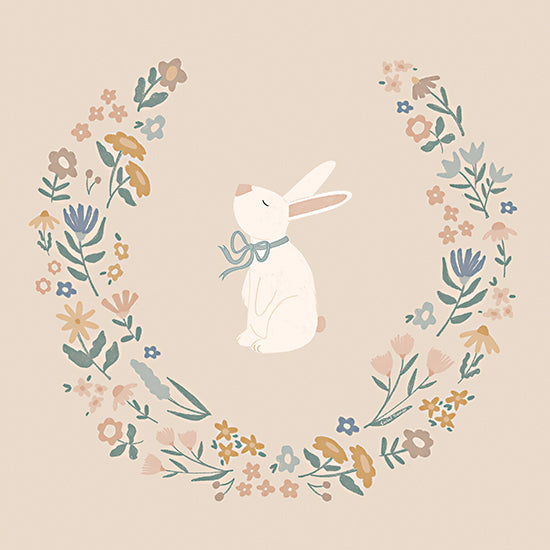 Rachel Nieman RN793 - RN793 - Flower Bunny - 12x12 animals, botanical, holidays & seasonal, juvenile, pets, floral, spring, easter, children, rabbit, bunny, wreath, pastel, whimsical, feminine, digital illustration, multicolor from Penny Lane