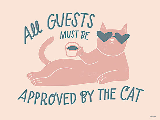 Rachel Nieman RN899 - RN899 - Approved By the Cat - 16x12 animals, typography, pets, humor, cat, coffee cup, heart sunglasses, whimsical, feminine, digital illustration, pink from Penny Lane