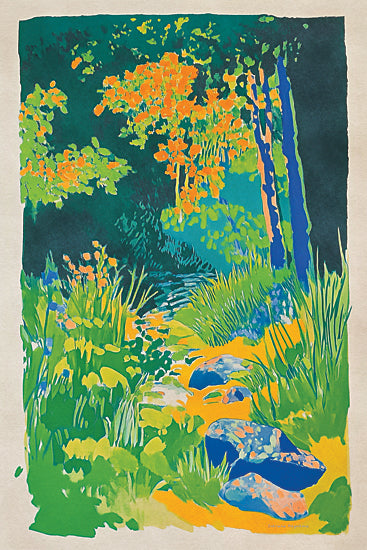 Svetlana Aleinikova SA133 - SA133 - Radiant Wilderness - 12x18 vibrant garden, glowing greens, stones on path, abstract forest, brightly colored painting, stylized foliage from Penny Lane