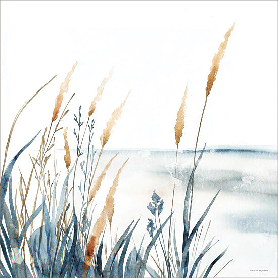 Svetlana Aleinikova SA159 - SA159 - Silently Swaying - 12x12 botanical, coastal, landscape, greenery, beach, lakes, reeds, grass, horizon, water, painterly, contemporary, watercolor, blue from Penny Lane