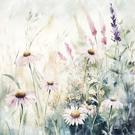 Svetlana Aleinikova SA190 - SA190 - Spring Breeze - 12x12 wildflowers, watercolor flowers, coneflowers, lavender, garden scene, pastel hues, delicate botanical, soft focus floral art, natural beauty from Penny Lane