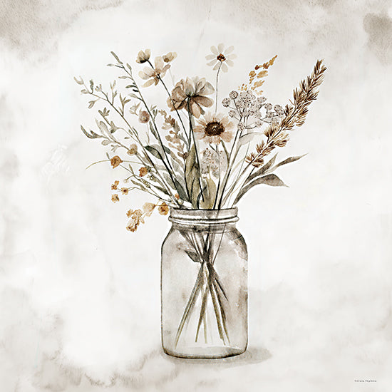 Svetlana Aleinikova SA223 - SA223 - Glass Bouquet - 12x12 wildflower bouquet mason jar watercolor, meadow flowers arrangement, botanical illustration rustic style from Penny Lane