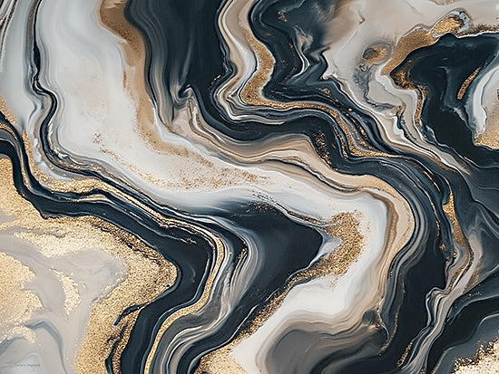 Svetlana Aleinikova SA238 - SA238 - Liquid Color - 16x12 abstract marble, black white gold fluid art, swirling agate pattern, luxe marbling, geode inspired design, metallic gold texture, modern abstract, elegant surface pattern, neutral glam decor, flowing lines, decorative contemporary art, resin style painting, sophisticated wall art, organic abstract movement, luxury pattern from Penny Lane