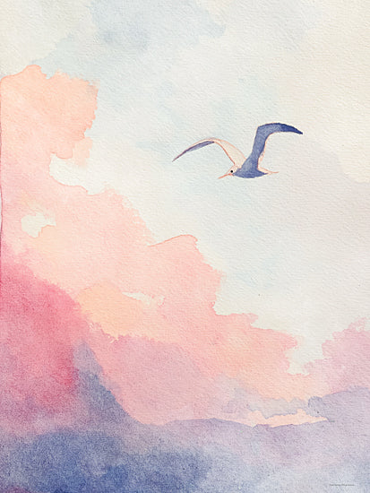 Svetlana Aleinikova SA268 - SA268 - Wings of Dawn - 12x16 minimal watercolor, bird in flight, seagull painting, pastel sky, soft clouds, ethereal atmosphere, watercolor gradient, serene composition from Penny Lane