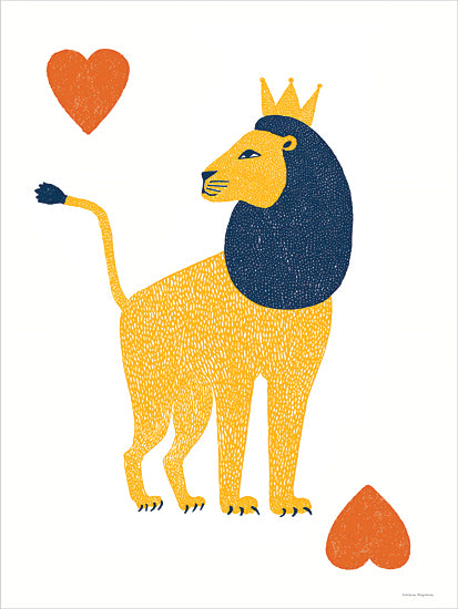 Svetlana Aleinikova SA277 - SA277 - The Lion Card - 12x16 graphic lion illustration, king of hearts, stylized design, minimal animal art, bold colors, regal theme, pop art style, geometric simplicity from Penny Lane