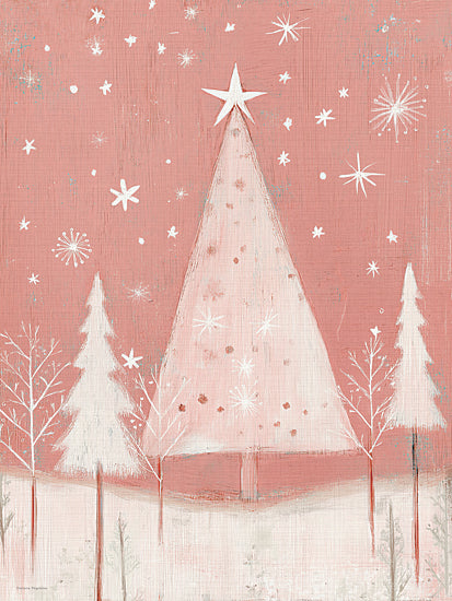 Svetlana Aleinikova SA308 - SA308 - Frosted Pink - 12x16 holidays & seasonal, botanical, backgrounds & patterns, winter, christmas, trees, snowflakes, christmas tree, star, snow, wood texture, decorative, painterly, acrylic, pink from Penny Lane