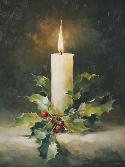 Svetlana Aleinikova SA321 - SA321 - Silent Light - 12x16 holidays & seasonal, still life, botanical, christmas, greenery, leaves, candle, holly, berries, painterly, vintage, oil painting, neutral from Penny Lane