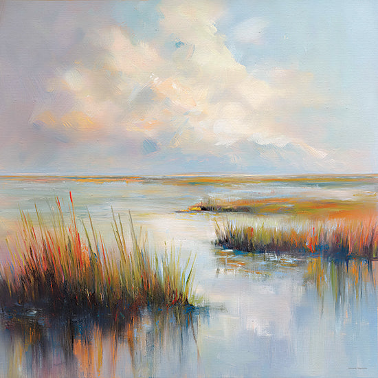 Svetlana Aleinikova SA391 - SA391 - Into the Breeze - 12x12 marsh water landscape, coastal wetlands scenery, reflective water and reeds, peaceful nature environment, soft impressionist painting style from Penny Lane