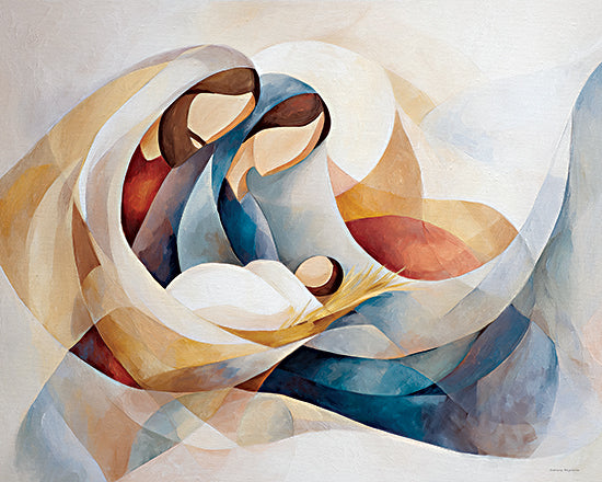 Svetlana Aleinikova SA410 - SA410 - The Silent Gospel - 16x12 abstract nativity, holy family modern abstraction, mary joseph baby jesus abstract figures, flowing shapes, spiritual family scene, soft earth tones, sacred birth concept art from Penny Lane