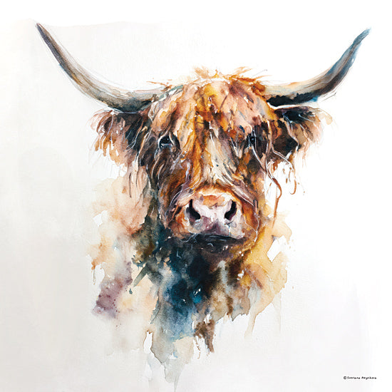 Svetlana Aleinikova SA447 - SA447 - Cow with a Fringe - 12x12 highland cow portrait, watercolor animal, rustic farm from Penny Lane